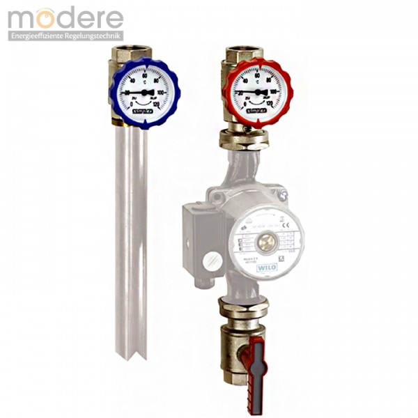 Simplex 3-teilige Pumpen-Armaturengruppe G 1" F10192 inkl. zwei Überwurfmuttern