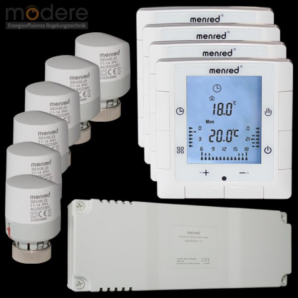 Menred LS6.2 Fußbodenheizung Steuerung Set 11-teilig LS6.2-RC / LS6-BOX-6(2) / SEH35.23